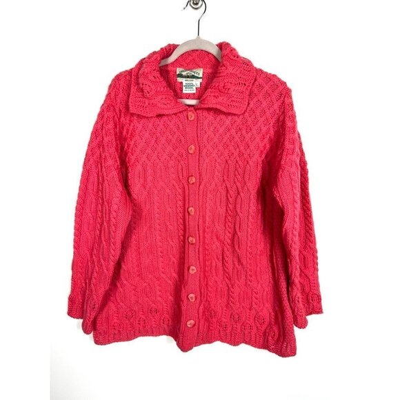 Aran crafts 100% merino wool pink sweater - Picture 1 of 7